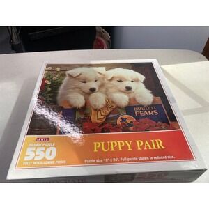 Hoyle Puppy Pair 550 Piece Jigsaw Puzzle Samoyed Dogs Vintage 1996 Model 8588